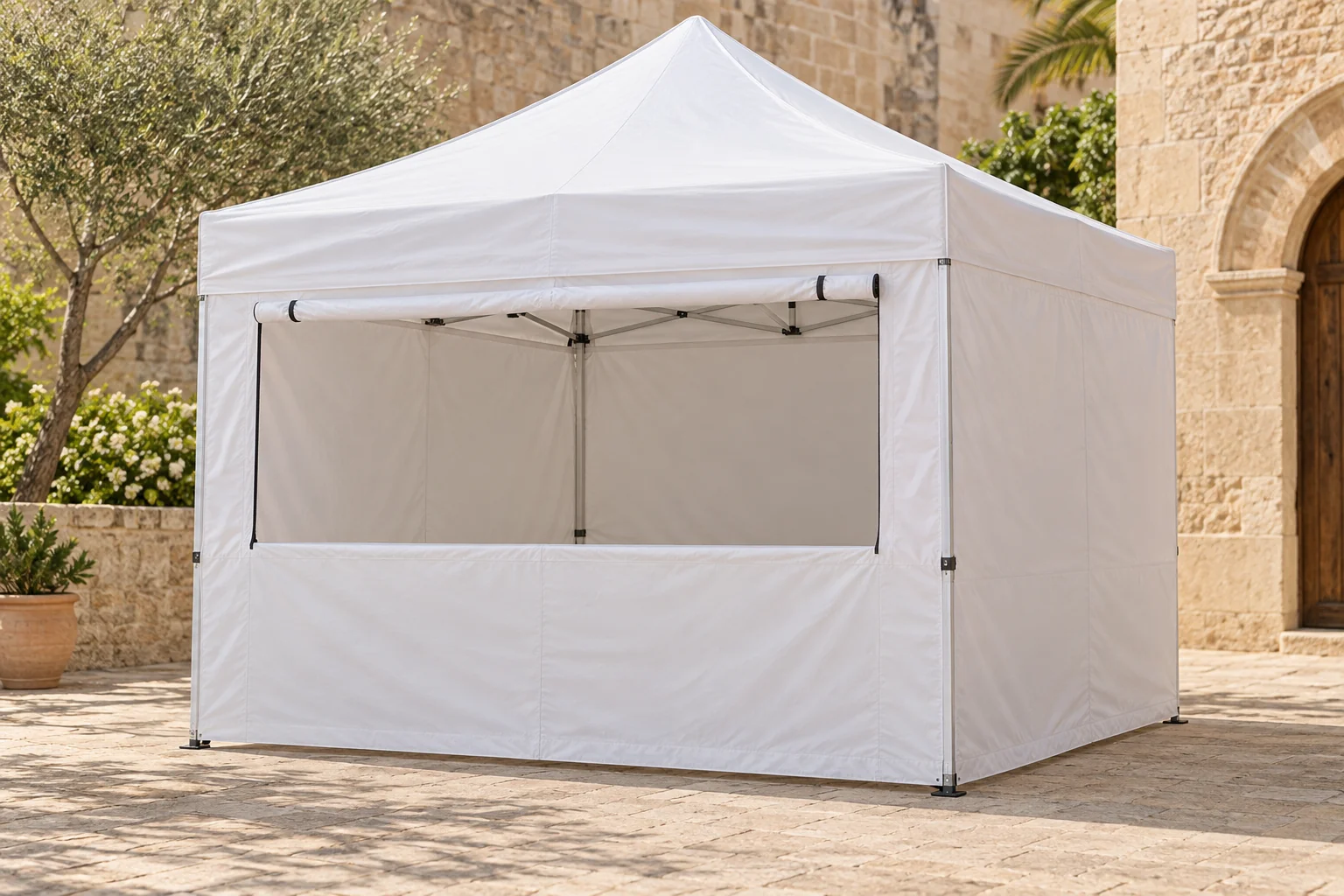 Marktstand-Pavillon 3 × 3 m – mit Verkaufsfenster auf Mallorca mieten